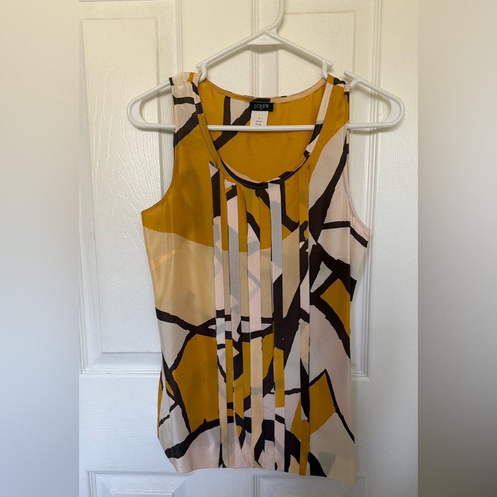 J. Crew Abstract Sleeveless Top - Mustard and Black